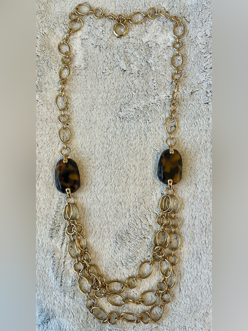 Monet Gold-Tone Multi Chain Necklace with Tortoiseshell Accents